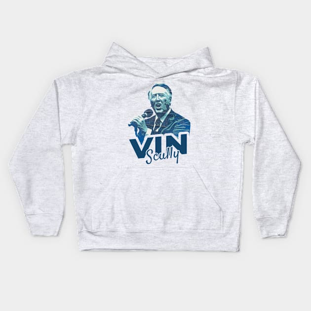 vin scully blue Kids Hoodie by Thermul Bidean